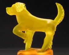 Dog, 2005, cast and carved glass, 10 x 10 x 3 1/2"