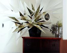 Portrait with Plant, 2009, handmade photo collage on panel, 13 x 19"