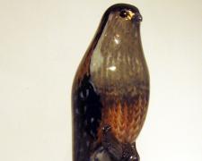 Red Shouldered Hawk, 2012, blown, sculpted, 15 x 6 x 6"