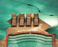 Afloat, 2009, handmade photo collage on panel, 18 x 19"