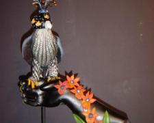 Red Orchid Falcon, 2005, blown and sculpted glass, 25 x 14 x 7"