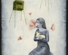 Deer Blind 2006 acrylic, charcoal, paper 44 x 30"