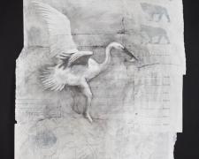 Guide 2012 acrylic, charcoal on re-purposed paper frame: 29 1/2 x 23"/i.s. 24 x 18"