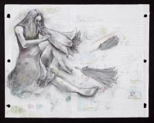 Spring 2013 acrylic, charcoal on re-purposed paper frame: 15 x 18"/i.s. 11 x 13 1/2"