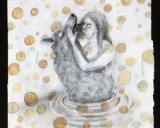 The Woman and the Wolf (study) 2009 charcoal and acrylic on paper 17 x 14"
