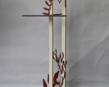 Ko Ko, 1995 painted steel, rust edges 59 x 35 x 21 1/2"