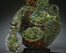 Green Parrot Fish, 2005, hand-blown, sand-blasted, acid-etched, painted glass, 16 x 17 x 10"