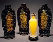 Sunflower Fish, 2005, hand-blown, sand-blasted, acid-etched, painted glass, 10 1/2 x 15 x 5"