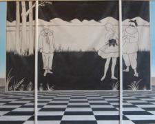 Otis Lumpkin by Aubrey Beardsley by Otis Lumpkin, 2008, oil on canvas, 36 x 72 1/2"