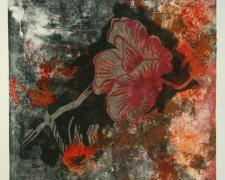 Doris's Dress III, 2010, monotype collage, p.s. 22 1/2 x 15"/ i.s. 11 x 10 1/2"