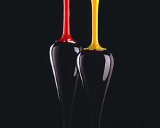 Black with Red Gambo Vase/Black with Yellow Gambo Vase, 2002, blown glass, 39 x 8 x 8" and 35 x 7 1/4 x 7 1/4"