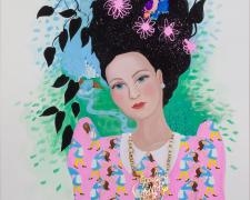 Happily Ever After, 2017, gouache and gold leaf on paper, p.s. 40 x 32" / f.s. 45 x 37"