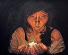 Dean Mills, "Golden Light", acrylic and gold leaf on canvas, 15 3/4 x 20"