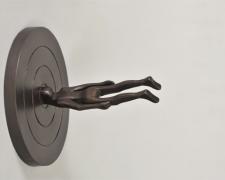 Man and Dartboard, 1997, bronze, 9 x 9 x 8 3/8", ed. 2/6