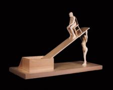 Woman, Man and Box, 2000, pine wood, 14 x 21 3/4 x 2 1/4"