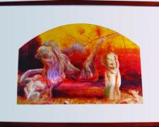 "Olive Tree", 1986, conte and color wash, i.s. 15 1/2 x 23" / f.s. 24 x 31 1/2"