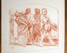 Deposition (Study), 1980, red conte crayon on paper, i.s. 21 x 22 1/4"/f.s. 28 1/4 x 29 1/2 x 1 1/2", (Secondary Market)