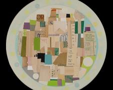 Circa Spring, 2013, paper, acrylic, graphite on wood, 20" diameter