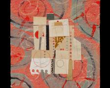 Rite (Linger), 2012, paper, acrylic, graphite on cut canvas, vintage frame, f.s. 8 1/2 x 6" / i.s. 5 1/2 x 3 5/8"