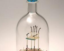 Tinderbox, 2010, hot sculpted, lampwork, blown glass, excelsior, 15 x 6 x 6"