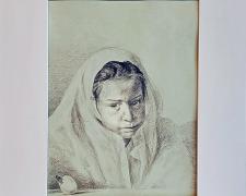"Presentiment", 2007, conte crayon, acrylic wash on paper, i.s. 12 3/4 x 9 3/4" / mat size: 19 x 16"