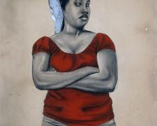 Janus, 2011, conte and charcoal on hand-dyed paper, f.s. 52 x 41" / i.s. 50 x 38"