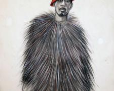 Stunning Like My Daddy, 2011, conte and charcoal on hand-dyed paper, 50 x 38"