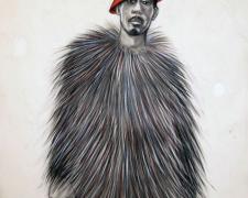 Stunning Like My Daddy, 2011, conte and charcoal on hand-dyed paper, 50 x 38"