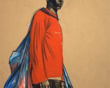 Superbad Garveyite, 2009, charcoal, conte, mixed media, 48 x 36"