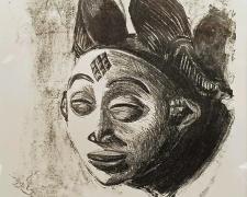 Punu Mask, 2010, lithograph, AP, 14 x 10"/ f.s. 22 x 18"