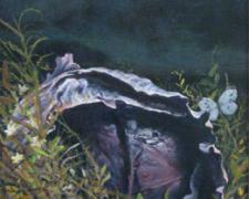 A Purple Cabbage Plumed in the Dark, 2008, acrylic on panel, 17 x 8 1/2"