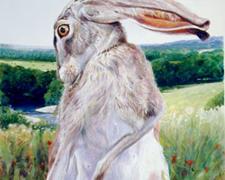 Br'er Rabbit with Turtle Eyeing White Mexican Poppy, 2006, acrylic on paper, i.s. 15 3/8 x 9" / f.s. 31 x 24 1/2", (Secondary Market)