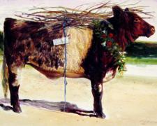 The Red Heifer - Study, 2008, pen and ink, acrylic wash on paper, 6 1/2 x 10 1/2"