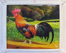 Chanticleer Searching for Reynard, 2012, acrylic on panel, f.s. 28 x 32" / i.s. 21 x 25"