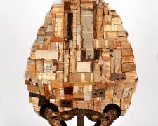 Hagia Sophia, 2010, books, cast iron barn trolley, foodchopper, printer’s blocks, toy blocks, ocos geode, calcite, 36 x 19 x 10"