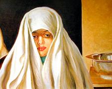 Salome, 2003, acrylic on wood panel, 19 x 39"