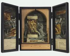 Ward Sanders, "Every Shadow Hides a Shaft to the Center", 2021, assemblage, 17 x 22 x 5"