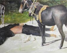 Saul on The Road to Damascus, 2016, acrylic on paper, 11 1/2 x 21” 