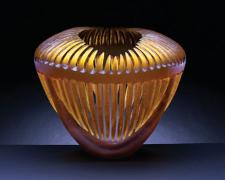 Amber Invitation, 2005, hand-blown sandblasted glass, 12 x 14 x 4"