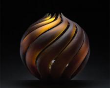 Amber Bulb, 2008, handblown/sandblasted, 15 x 15 x 15"