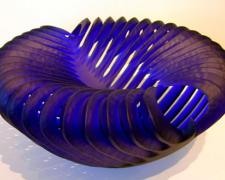 Cobalt Cavity, 2005, handblown and sandblasted, 8 x 17 x 17"