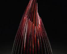 Copper Ruby Reaching, 2005, hand-blown sandblasted glass, 17 x 9 x 9"