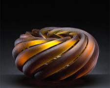 Amber Eddy, 2008, handblown/sandblasted, 8 x 14 x 14"