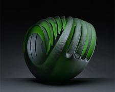 Emerald Egg, 2007, handblown/sandblasted, 11 x 11 x 11"