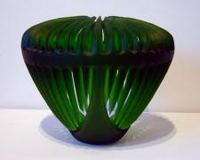 Emerald Invitation, 2005, handblown and sandblasted, 12 x 15 x 15"