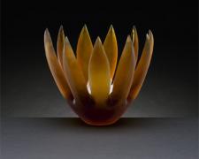 Amber Floral (small), 2006, handblown/sandblasted, 4 x 10 x 10"