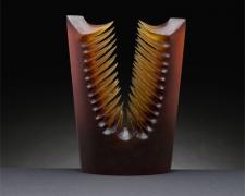 Amber Split, 2005, handblown/sandblasted, 13 x 10 x 4"