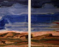 Moonrise/Sunset Summer Solstice 1991 watercolor on paper 23 x 29"
