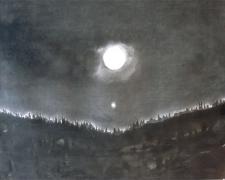 Full Moon and Venus 2007 ink and charcoal I.S. 29 x 23"