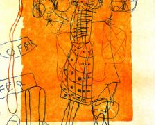 Cat's Cradle 2, 2006, monoprint and mixed media, p.s. 29 1/4 x 21" / i.s. 23 1/2 x 17"